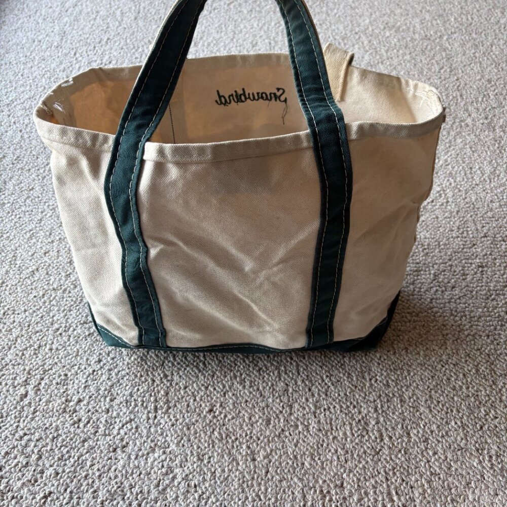 L.L. Bean Small Boat & Tote Green Chickadee Embroidered Snowbird USA Nautical - Picture 7 of 11